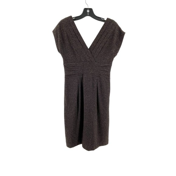 Banana Republic Silk Wool Blend Brown Tweed Sleeveless Pleated Career Dress 4P - Picture 2 of 14